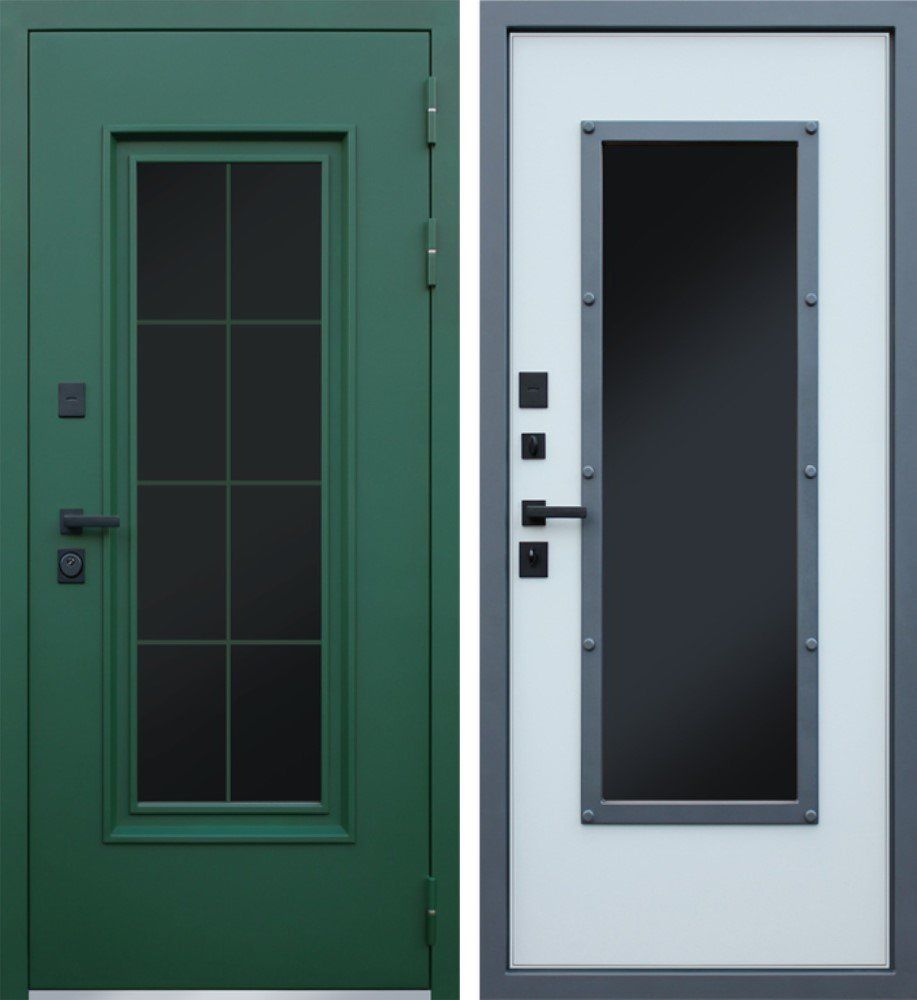 Дверь Олимп с Окном и Английской Решеткой Терморазрыв 3К DIS007262