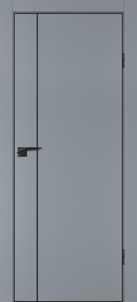 Межкомнатная дверь P-21  черный молдинг PET,  кромка ABS черная c 4-х ст. Серый матовый