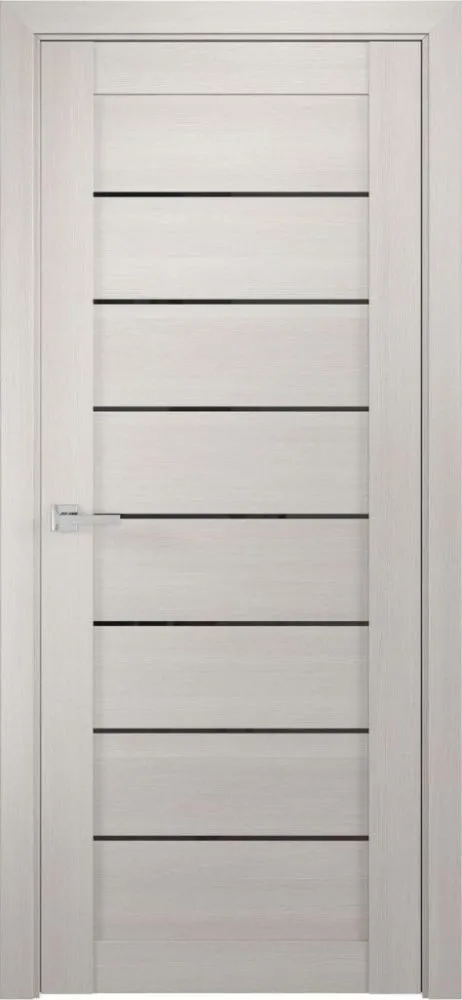 Фото Межкомнатная дверь ЛУ-7 белёный дуб (стекло лакобель черный)